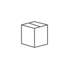 Fototapeta premium Minimalist grey line icon of a closed cardboard box for logistics, shipping, delivery, e-commerce, and professional product packaging design projects.