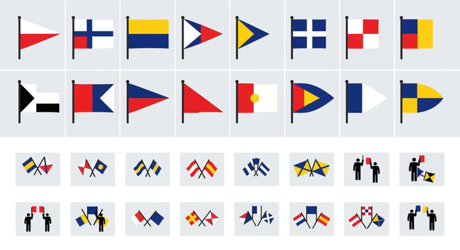 Nautical Signal Flags Collection: International Maritime Communication Icons