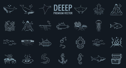 Ocean Life and Underwater Exploration Icons Set © Tisa