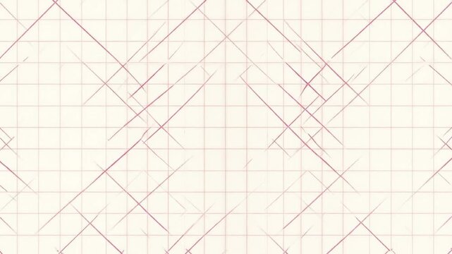 Abstract grid design with intersecting diagonal lines in varying shades of pink and white