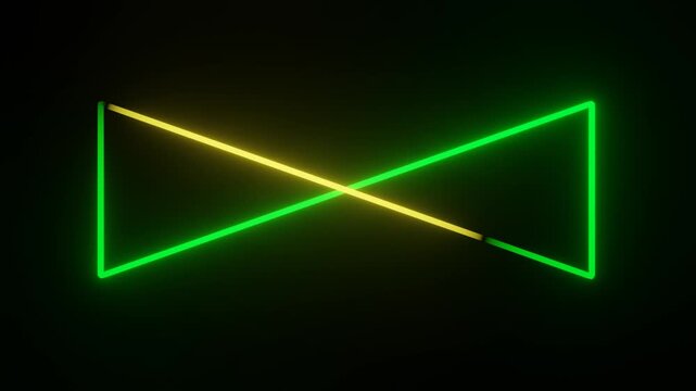 Neon green and yellow glowing infinity symbol loop animation on dark background