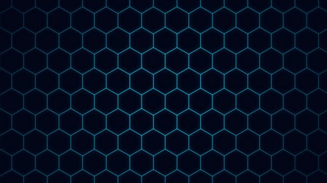 Neon Cyan Hexagon Ocean Motion Background, 4K Seamless Loop Sci-Fi Honeycomb Grid Animation, Abstract Futuristic Technology Waves, Professional Digital Hive Backdrop
