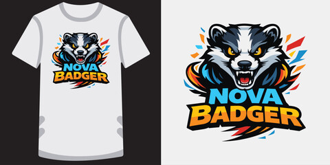 Nova badger mascot aggressive sport esport logo design illustration. © md