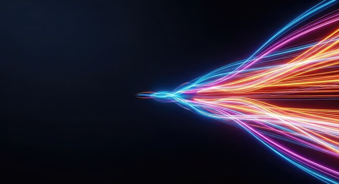 Abstract dynamic energy flow showing rapid acceleration and continuous forward progress in a vibrant, futuristic conceptual design, finance, motion, inertia