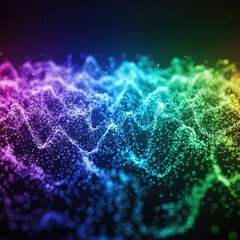 Abstract dynamic field of glowing ethereal particles in motion, creating a mysterious and futuristic quantum energy background, dark, digital, blue