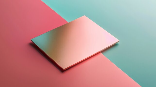 Rose gold rectangle mockup on pink and teal background.