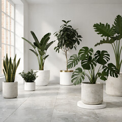 Fototapeta premium Minimalist Interior with Indoor Plants and Natural Light | Modern Scandinavian Home Design