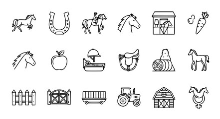 Fototapeta premium Minimal Horse UI Icon Set for Apps and Farm Systems