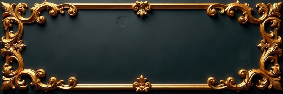 Elegant gold baroque corner Retro style, antique acanthus leaf pattern , acanthus, greeting card