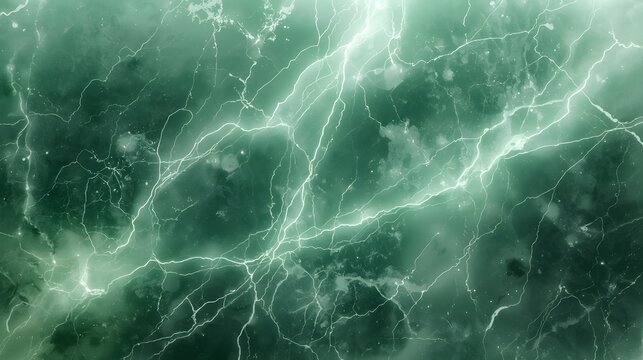 Abstract emerald green jade slab with glowing white electric veins and nebula texture