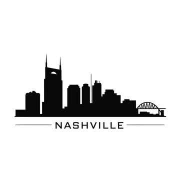 Nashville skyline silhouette with city name displayed below the horizon
