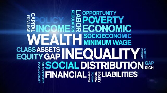 Wealth inequality animated word cloud-text design animation tag kinetic typography seamless loop.