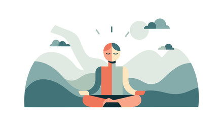 Obraz premium Person meditating like Buddha on a peaceful mountain Day