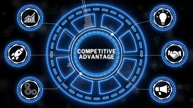 Futuristic Business Infographic Template with Glowing Neon and Circular Diagram for Presentations and Data Visualization.4k animation.
