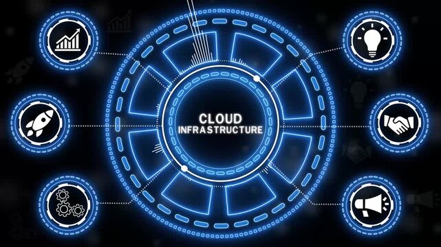 Futuristic Business Infographic Template with Glowing Neon and Circular Diagram for Presentations and Data Visualization.4k animation.