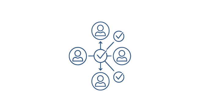 Network of Connected People with Check Marks Illustration on White.