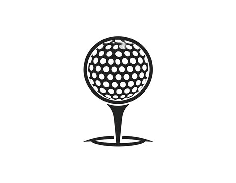 Golf Ball on Tee - A Minimalist Black and White Design.