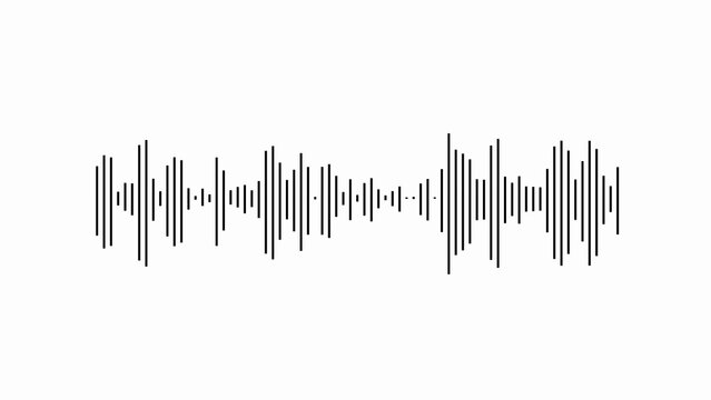 Black sound wave pattern on white background waveform audio signal black lines