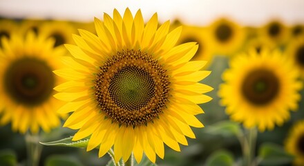 Fototapeta premium Golden summer sunflowers a vibrant field of blooms under the warm sun