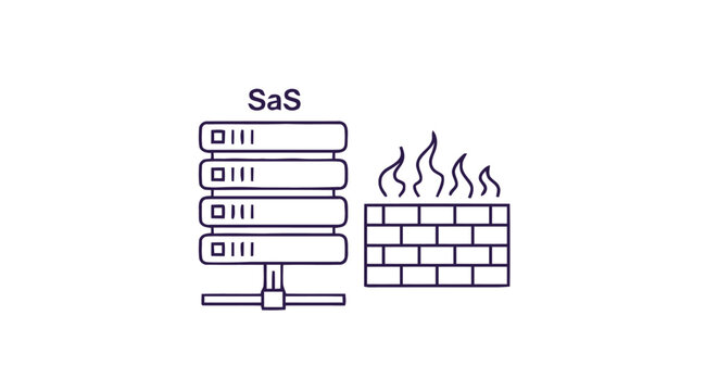 SaS server protected by a firewall in a network security concept.