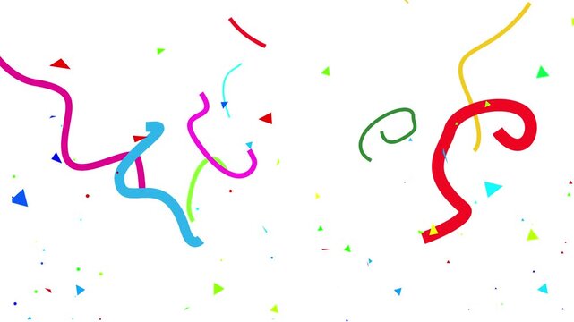 Multicolor Confetti Explosion, 2D animation of exploding confetti on White Screen, Vibrant colorful confetti falling effects in celebration scene, Colorful Confetti  with Ribon Celebration Falling