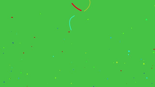 Multicolor Confetti Explosion, 2D animation of exploding confetti on Green Screen, Vibrant colorful confetti falling effects in celebration scene, Colorful Confetti  with Ribon Celebration Falling