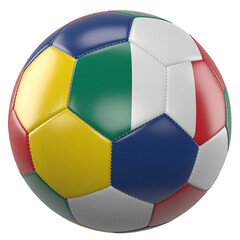 Obraz premium Colorful Soccer Ball with International Flag Colors Isolated on White 