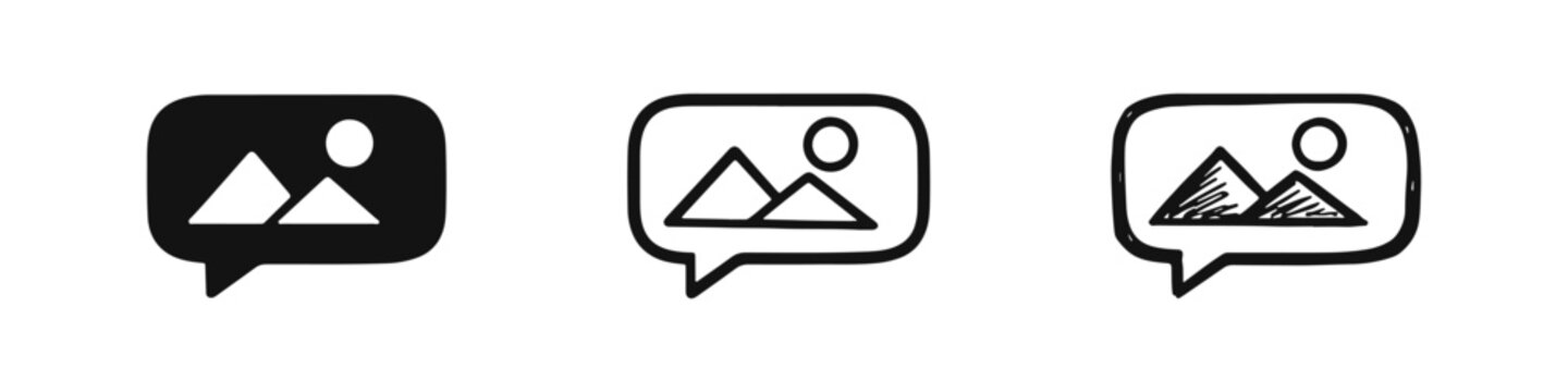 Image Message or Photo Share in Chat Bubble Icon Set