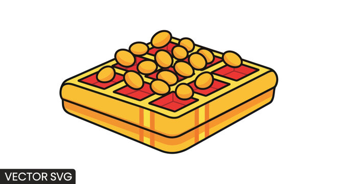 Vector Illustration of a Waffle with Baked Beans