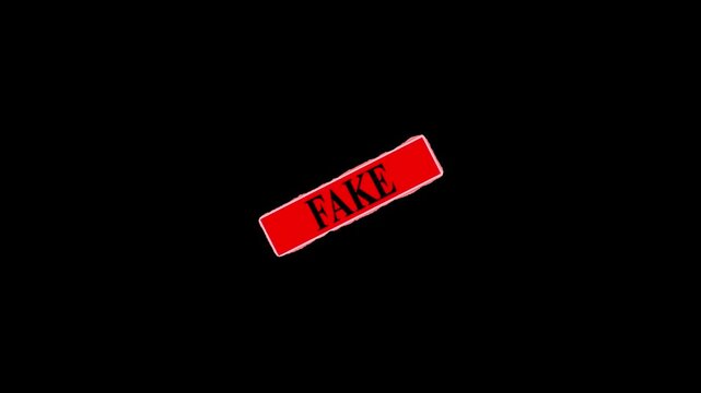  fake stamp glowing red on black background 4k video footage, fake red stamp animation 4K.Fake postal stamp, threadbare seal