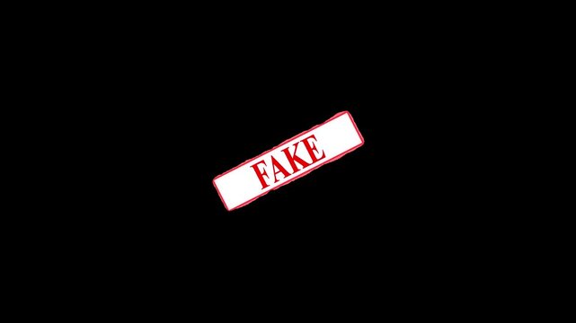  fake red stamp animation 4K.Fake postal stamp, threadbare seal, fake sign glowing in dark background 4k video footage