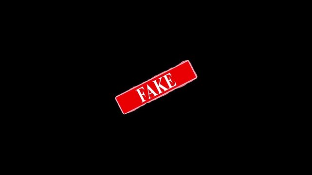 fake red stamp animation 4K.Fake postal stamp, threadbare seal,close up red fake stamp glowing on black background 4k video footage