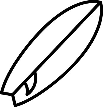Black surfboard line art drawing.