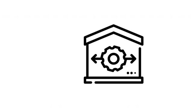 Depicting a manufacturing process with gears, arrows, and lines. Ideal for industrial websites and presentations.
