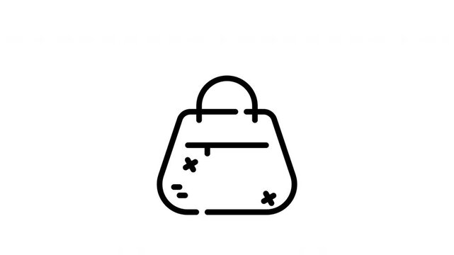 Black and white handbag outline, minimalistic design suitable for fashion prints, logos, websites, and social media graphics.
