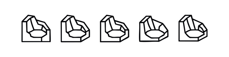 Obraz premium Clean outline abstract geometric shapes collection. Vector rock or crystal formation icons set.