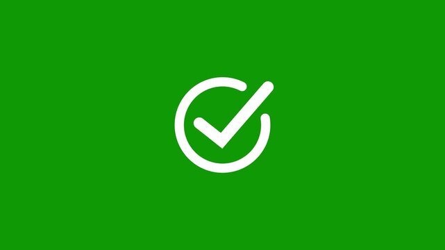 White check mark icon.Animated check mark icon in white against dark blue background for positive affirmations and approved actions. Motion graphics of verified concept