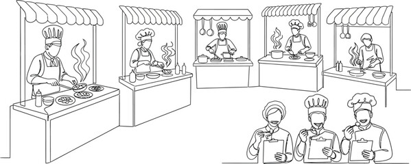 Obraz premium medieval market vendors and shoppers