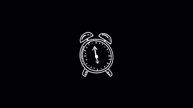  doodle analog clock animation in transparent background 4k , element for video editing