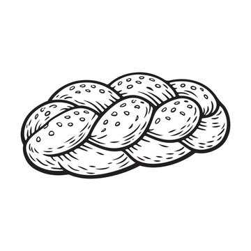 line art vector of challah sprinkled with sesame seeds