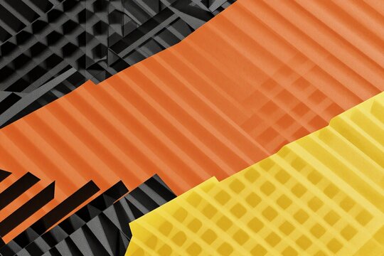 A set of four different colored chevrons on a black background