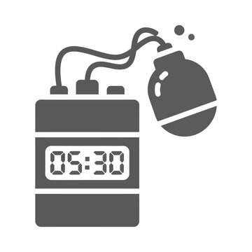 Vector of a bomb with a digital timer and fuse ready to explode