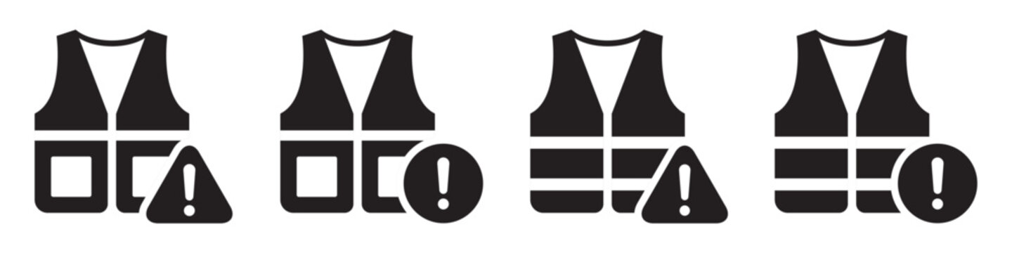 Safety vest jacket warning icon illustration