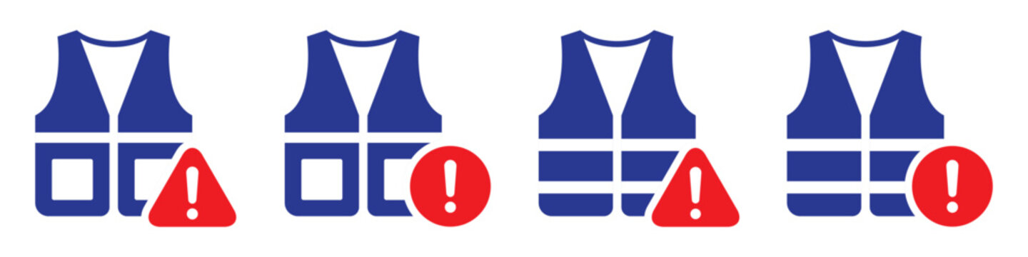 Safety vest jacket warning icon illustration