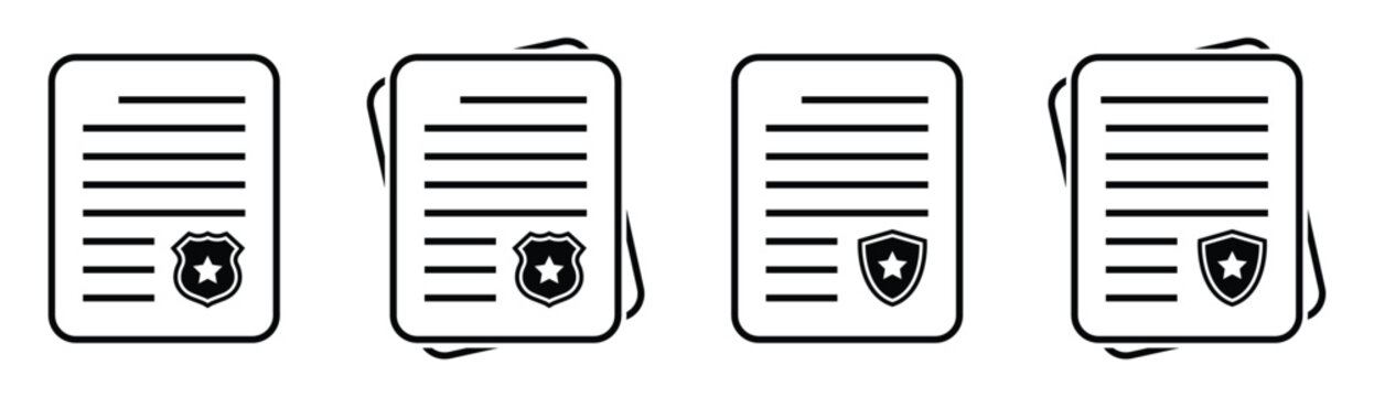 Police document file text icon, vector illustration