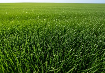 Obraz premium Vibrant green wheat field in summer sunlight with soft focus background for agriculture and nature themes