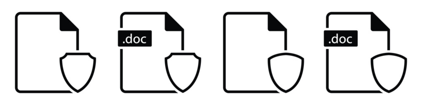 Document shield file text icon, vector illustration