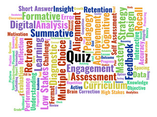 Fototapeta premium Quiz Word Cloud. A Visual Breakdown Of Retrieval Practice, Assessment Modalities, And Data-Driven Instructional Strategies Used By Professional Educators To Enhance Student Learning.