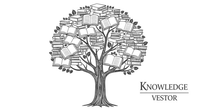 Knowledge tree with books, learning concept