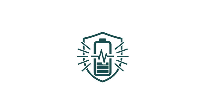 Shielded Battery Icon Representing Power and Energy Protection.